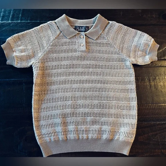 BELATI POINTELLE KNIT BEIGE SHIRT SIZE 5 - Picture 3 of 12
